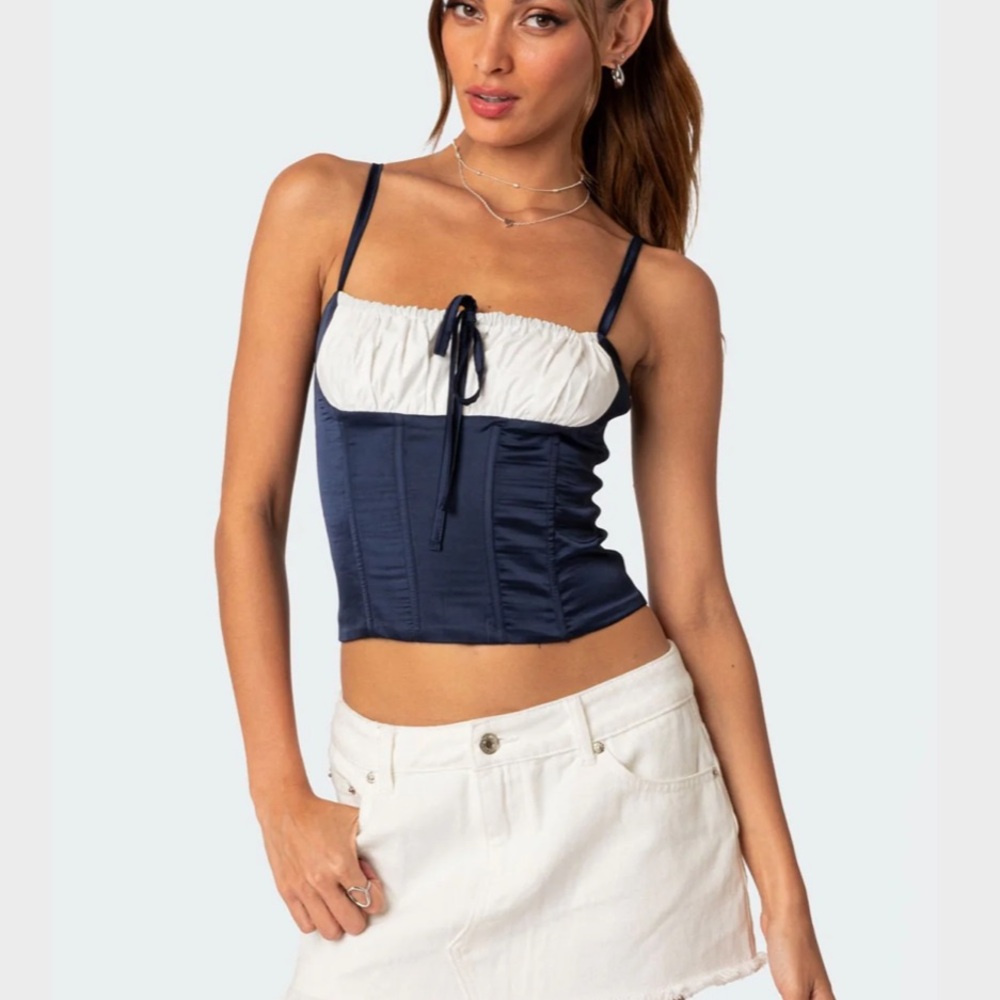 Stain Lace Up Corset Top